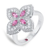 Roberto Coin Exclusive Venetian Princess 18ct White Gold Pink Sapphire & 0.27ct Diamond Ring