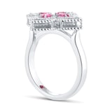 Roberto Coin Exclusive Venetian Princess 18ct White Gold Pink Sapphire & 0.27ct Diamond Ring