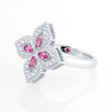 Roberto Coin Exclusive Venetian Princess 18ct White Gold Pink Sapphire & 0.27ct Diamond Ring