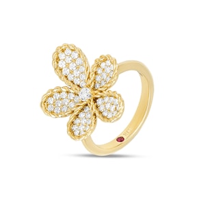 Roberto Coin Jasmine 18ct Yellow Gold Pav&eacute 0.65ct Diamond Floral Ring