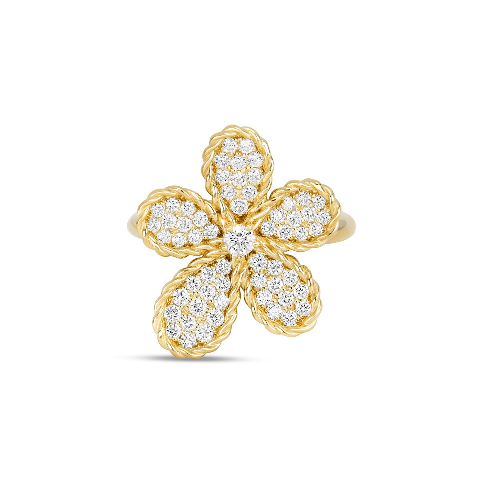 Roberto Coin Jasmine 18ct Yellow Gold Pav&eacute 0.65ct Diamond Floral Ring