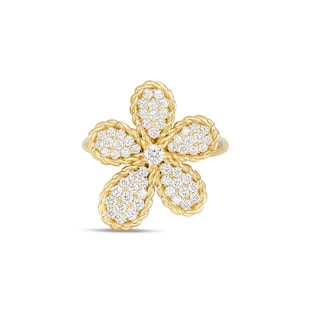 Roberto Coin Jasmine 18ct Yellow Gold Pav&eacute 0.65ct Diamond Floral Ring