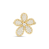 Roberto Coin Jasmine 18ct Yellow Gold 0.65ct Pave Diamond Floral Ring - Ring Size M
