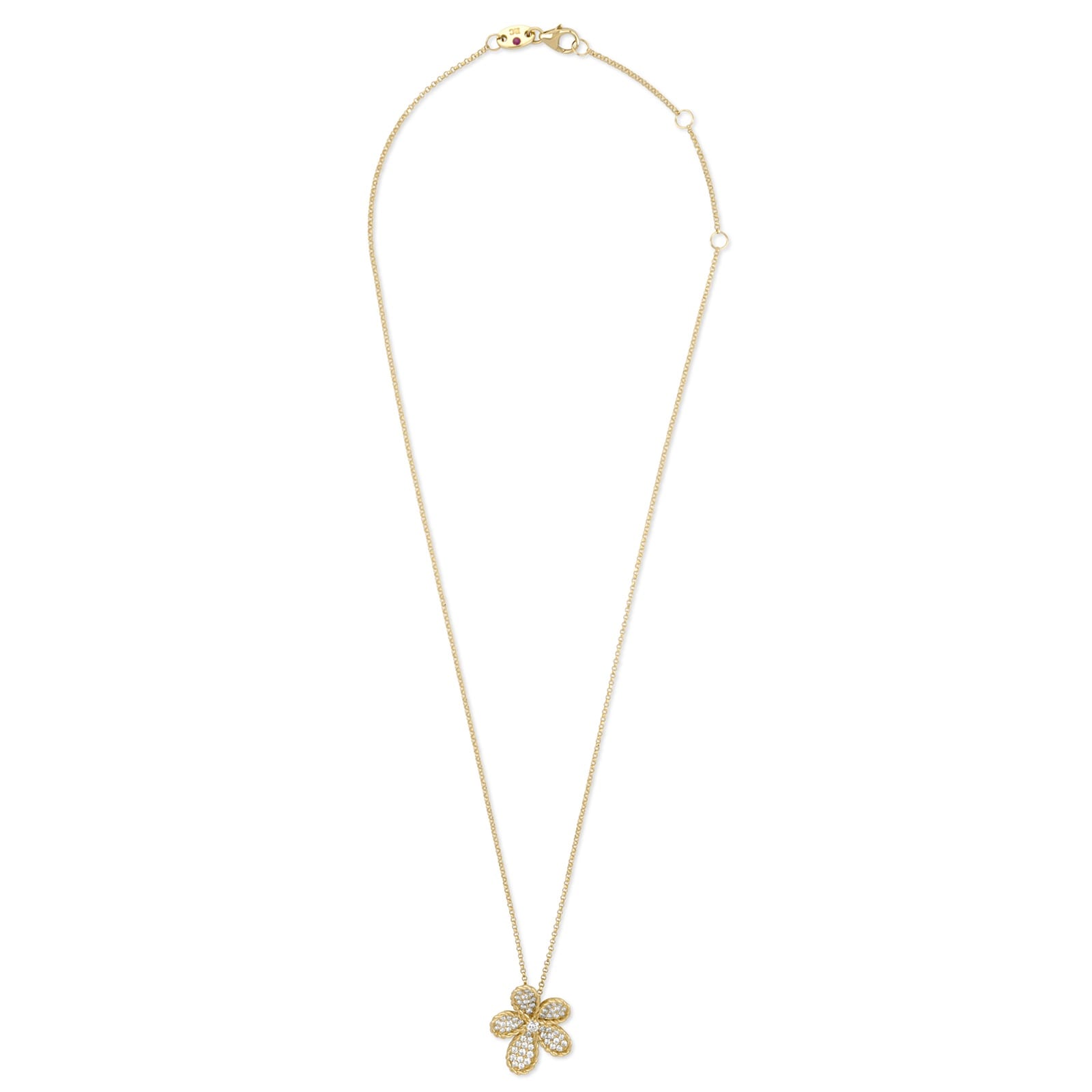Roberto Coin Jasmine 18ct Yellow Gold Pav&eacute 0.65ct Diamond Floral Pendant