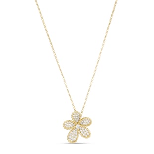 Roberto Coin Jasmine 18ct Yellow Gold Pav&eacute 0.65ct Diamond Floral Pendant