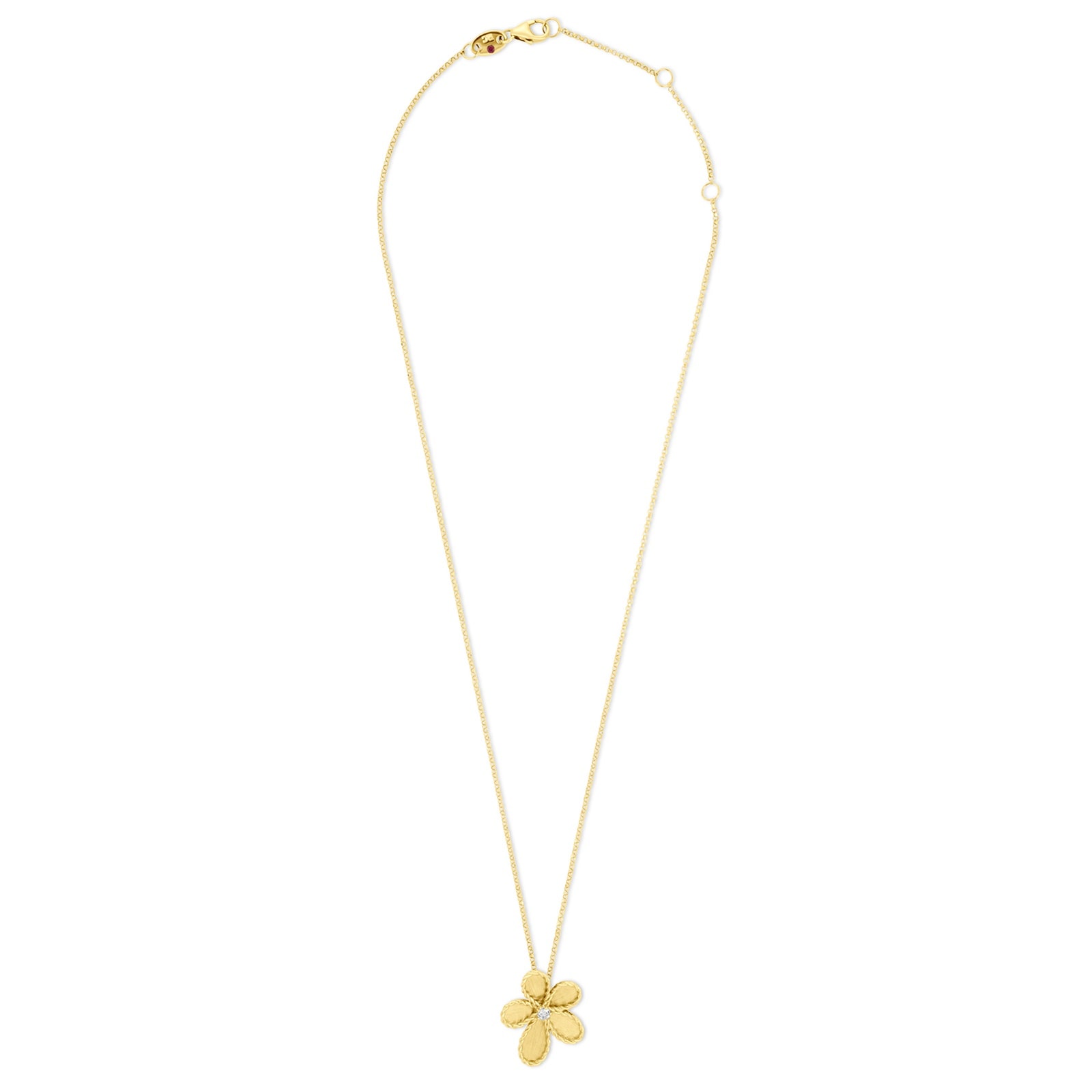Roberto Coin Jasmine 18ct Yellow Gold 0.07ct Diamond Brushed Pendant