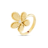Roberto Coin Jasmine 18ct Yellow Gold 0.07ct Diamond Brushed Ring - Ring Size K