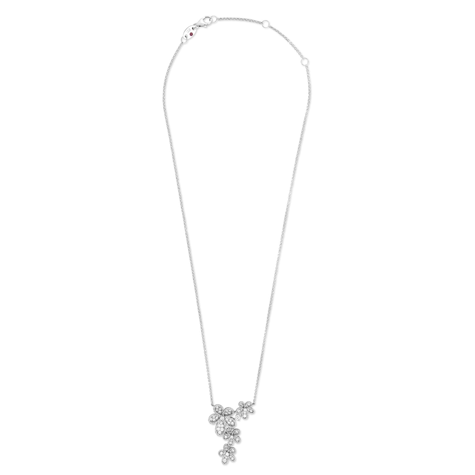 Roberto Coin Jasmine 18ct White Gold Floral 0.78ct Pave Diamond Pendant Necklace Roberto Coin Jasmine 18ct White Gold Floral 0.78ct Pave Diamond Pendant Necklace