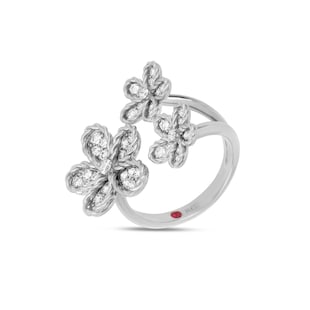Roberto Coin Jasmine 18ct White Gold Floral Pav&eacute 0.61ct Diamond Ring