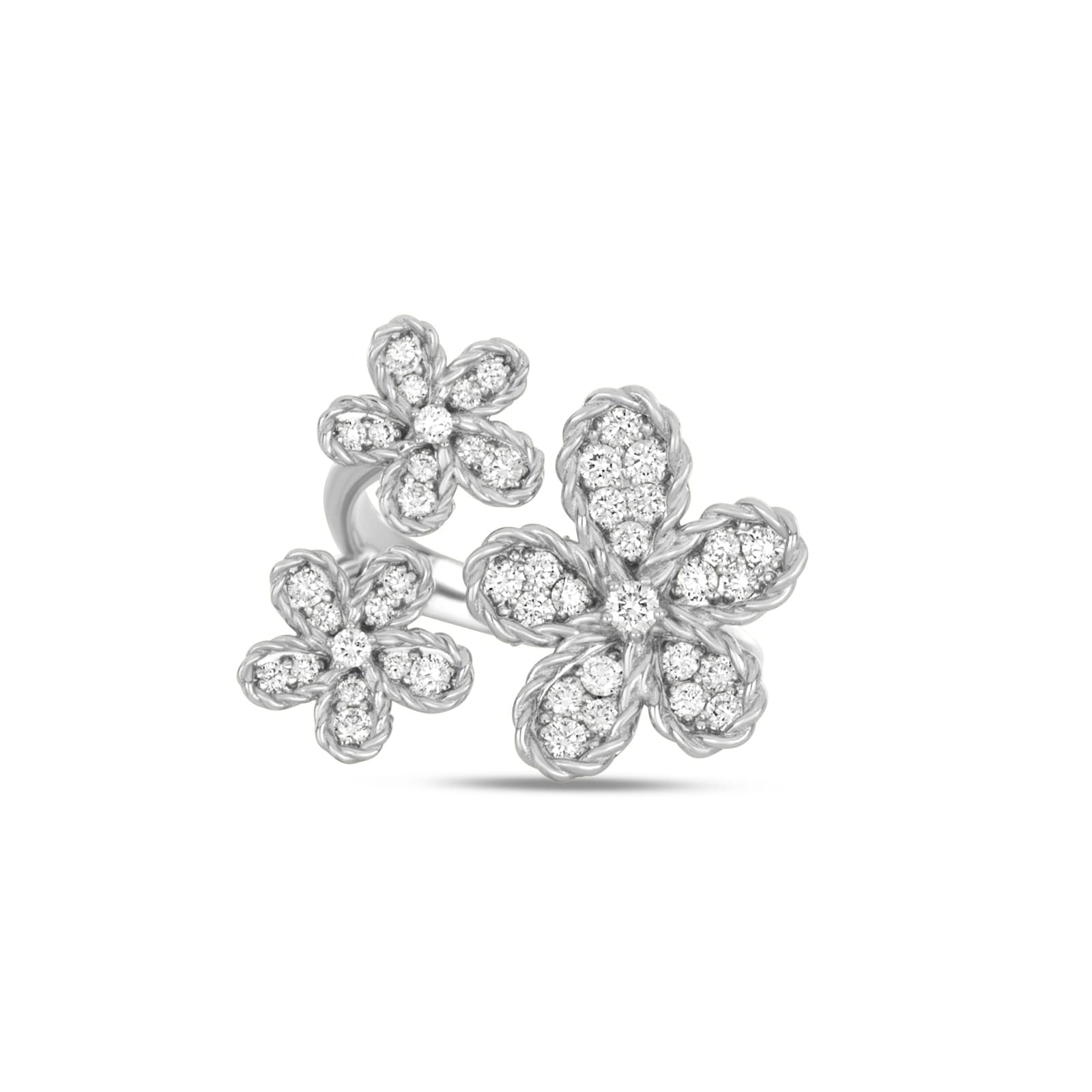 Roberto Coin Jasmine 18ct White Gold Floral Pav&eacute 0.61ct Diamond Ring