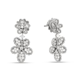 37523954 - Jasmine 18ct White Gold Floral Pavé 1.10ct Diamond Stud Earrings