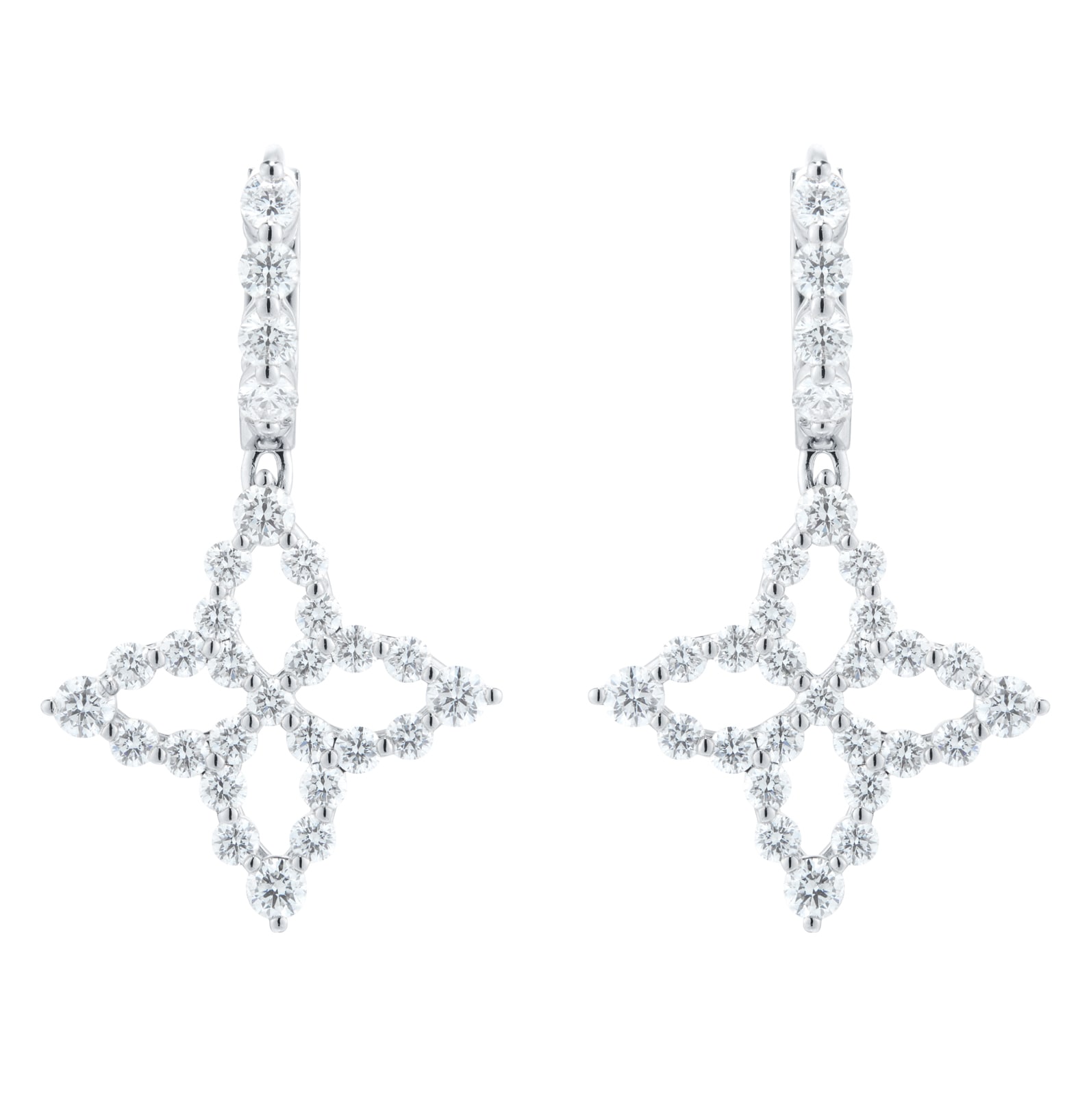 Roberto Coin Diamond Princess 18ct White Gold 1.26ct Diamond Drop Earrings