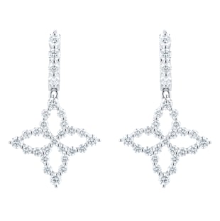 Roberto Coin Diamond Princess 18ct White Gold 1.26ct Diamond Drop Earrings