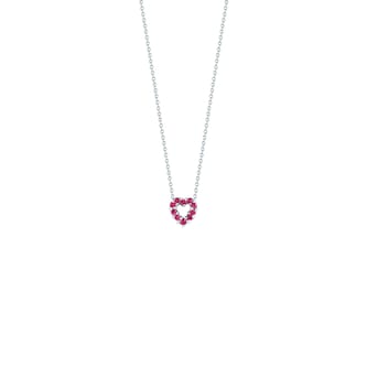 Roberto Coin 18K White Gold Tiny Treasures Diamond & Pink Sapphire Heart Necklace