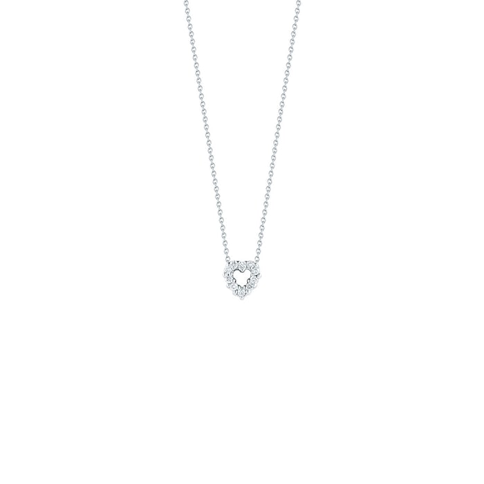 Roberto Coin 18K White Gold Tiny Treasures Diamond & Pink Sapphire Heart Necklace