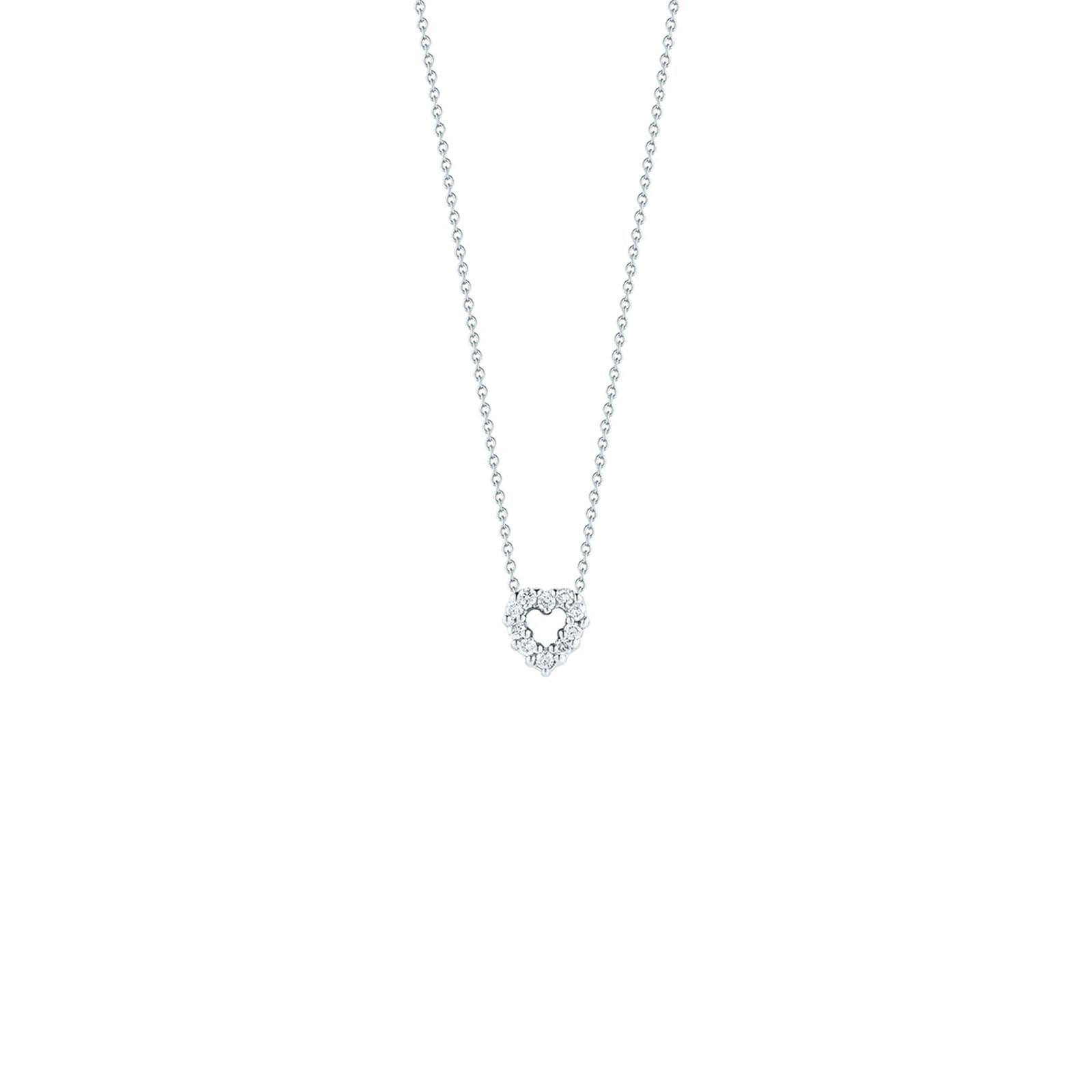 Roberto Coin 18K White Gold Tiny Treasures Diamond & Pink Sapphire Heart Necklace