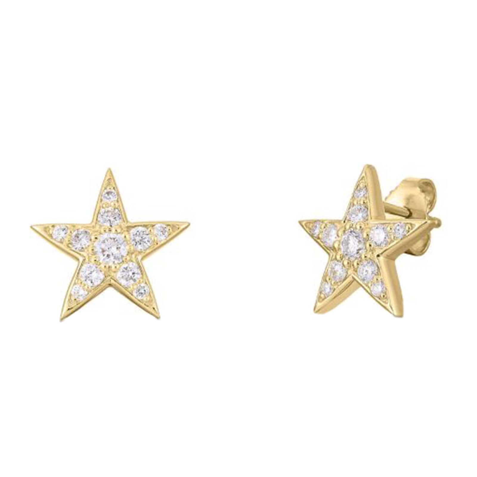 Roberto Coin 18K Yellow Gold Tiny Treasures Diamond Star Stud Earrings