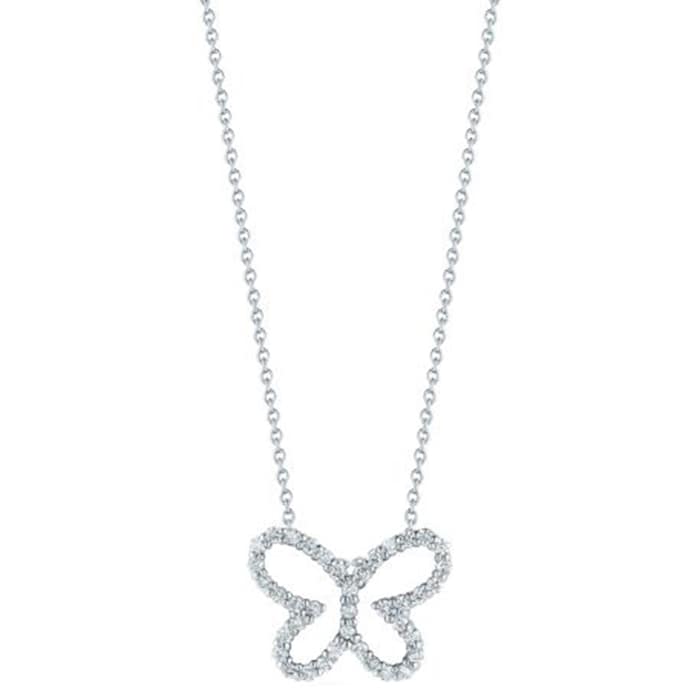 Roberto Coin 18K White Gold Tiny Treasures Diamond Butterfly Necklace