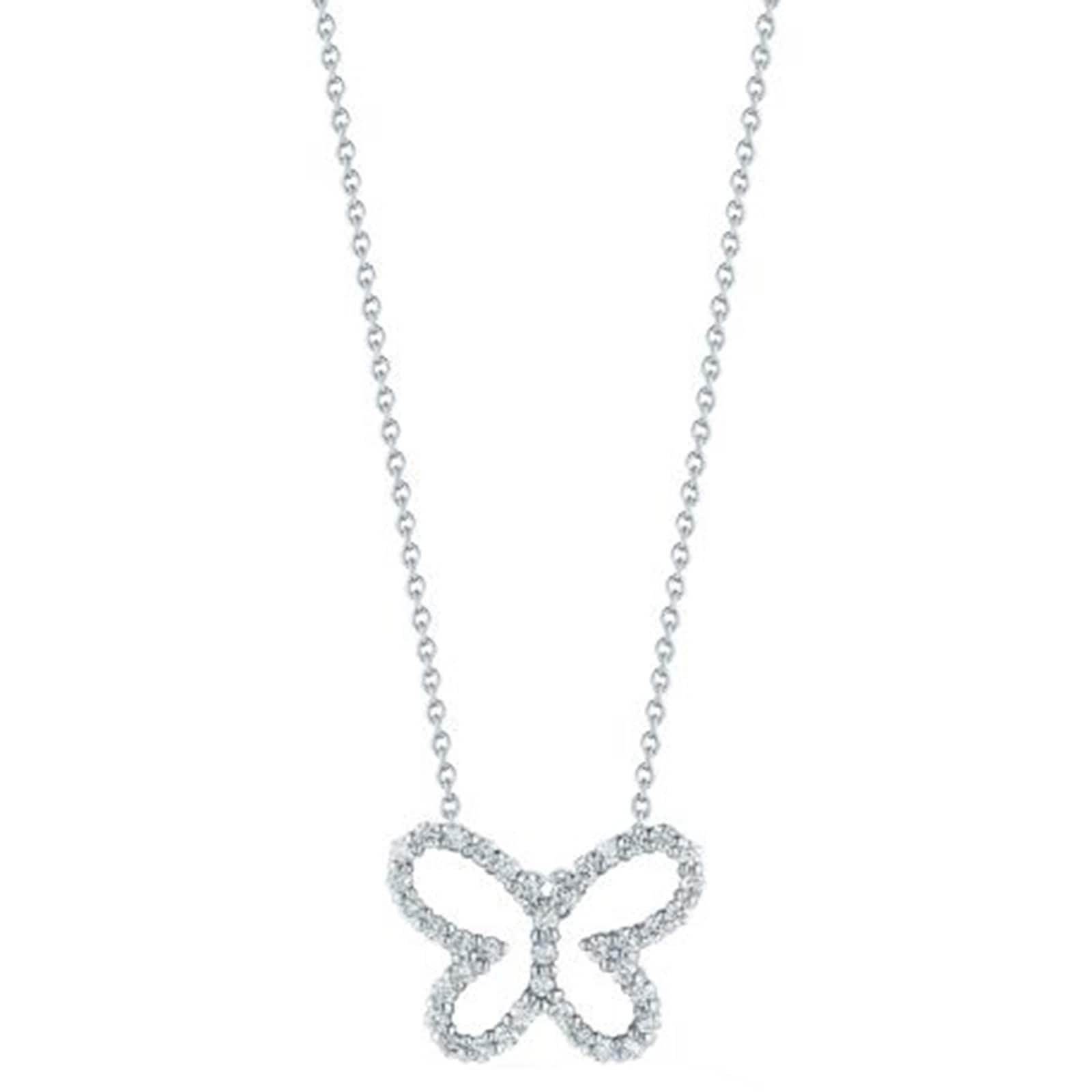 Roberto Coin 18K White Gold Tiny Treasures Diamond Butterfly Necklace