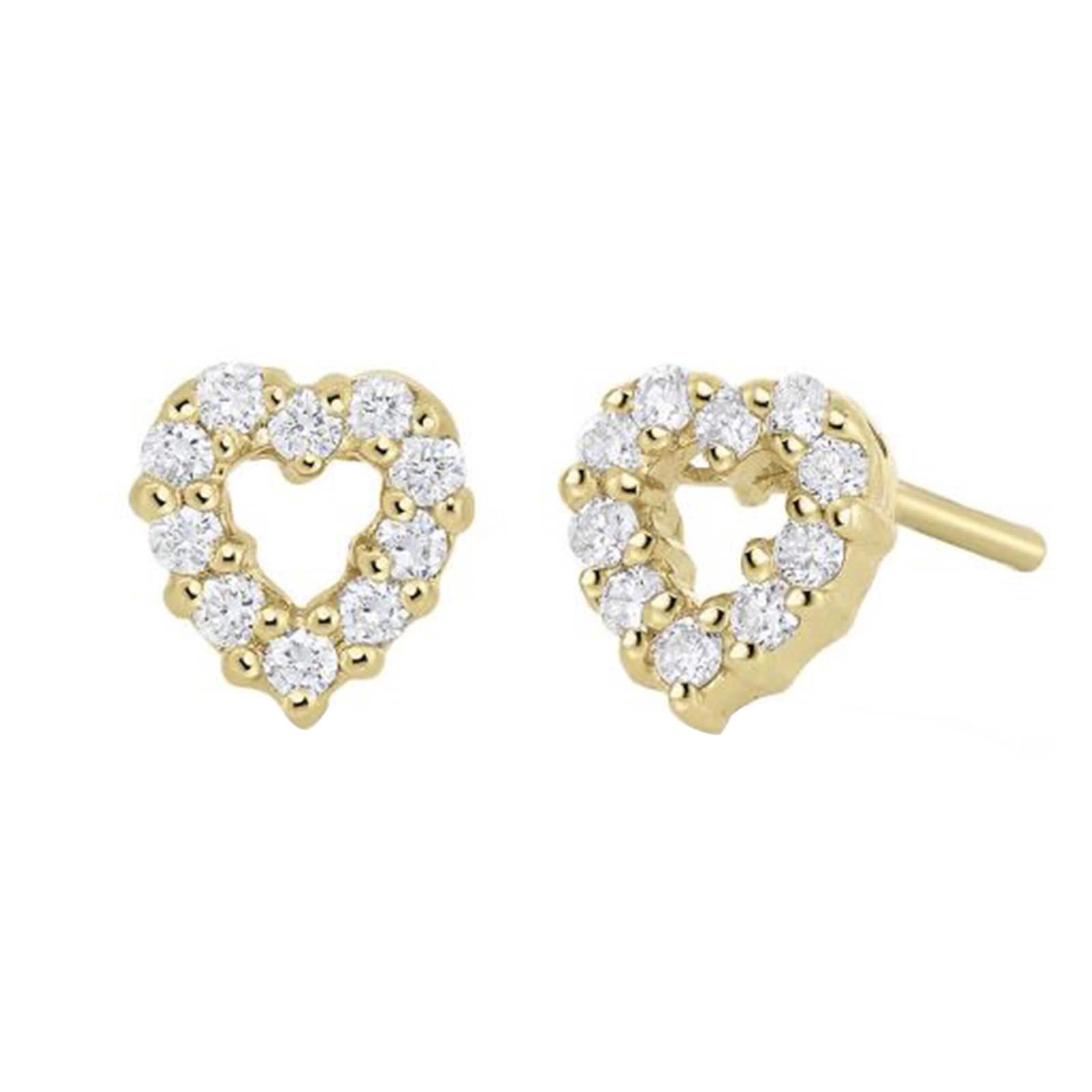 Roberto Coin 18K Yellow Gold Tiny Treasures Diamond Heart Stud Earrings