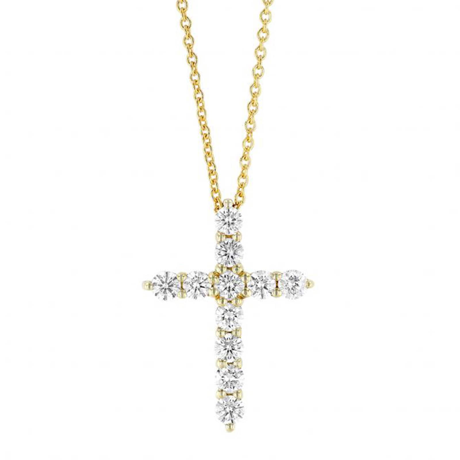 Roberto Coin 18K Yellow Gold Tiny Treasures Diamond Tapered Cross Necklace Roberto Coin 18K Yellow Gold Tiny Treasures Diamond Tapered Cross Necklace