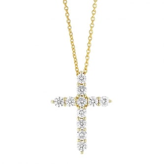 Roberto Coin 18K Yellow Gold Tiny Treasures Diamond Tapered Cross Necklace