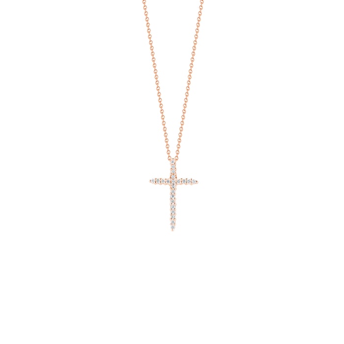 Roberto Coin 18K Rose Gold Tiny Treasures Diamond Cross Necklace