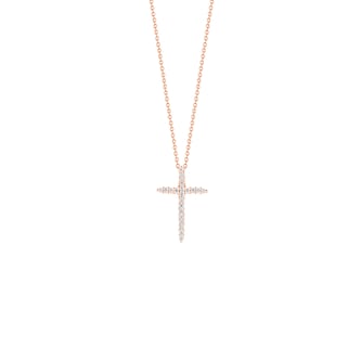 Roberto Coin 18K Rose Gold Tiny Treasures Diamond Cross Necklace
