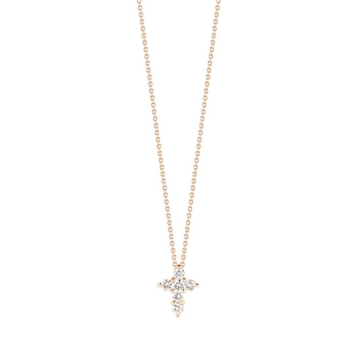 Roberto Coin 18K Rose Gold Tiny Treasures Diamond Baby Cross Necklace