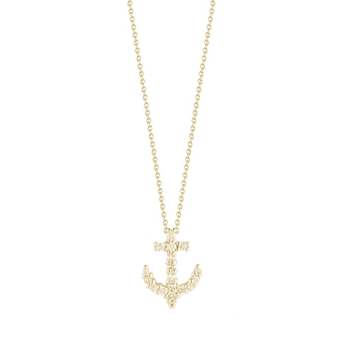 Roberto Coin 18K Yellow Gold Tiny Treasures Diamond Anchor Necklace