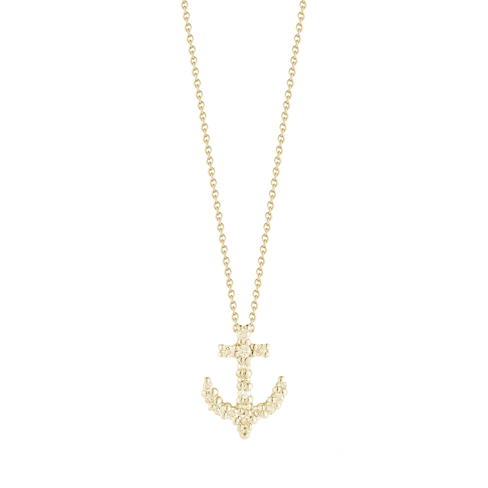 Roberto Coin 18K Yellow Gold Tiny Treasures Diamond Anchor Necklace