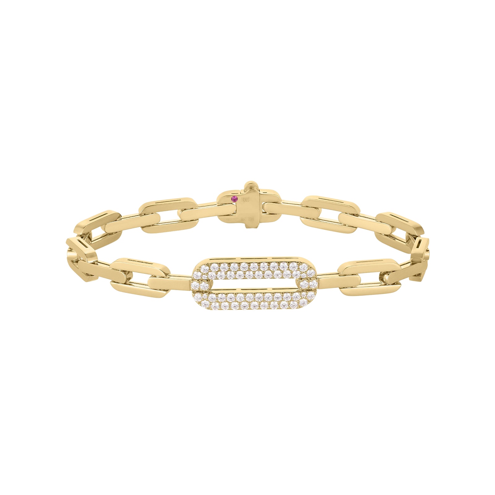 Roberto Coin 18K Yellow Gold Navarra Pave Diamond Link Bracelet