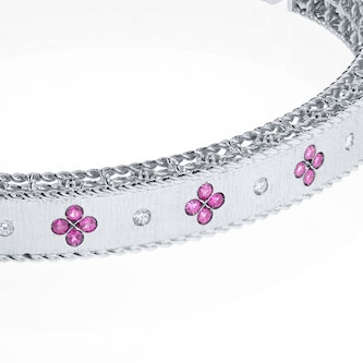 Roberto Coin Exclusive Venetian Princess 18ct White Gold Pink Sapphire Bangle