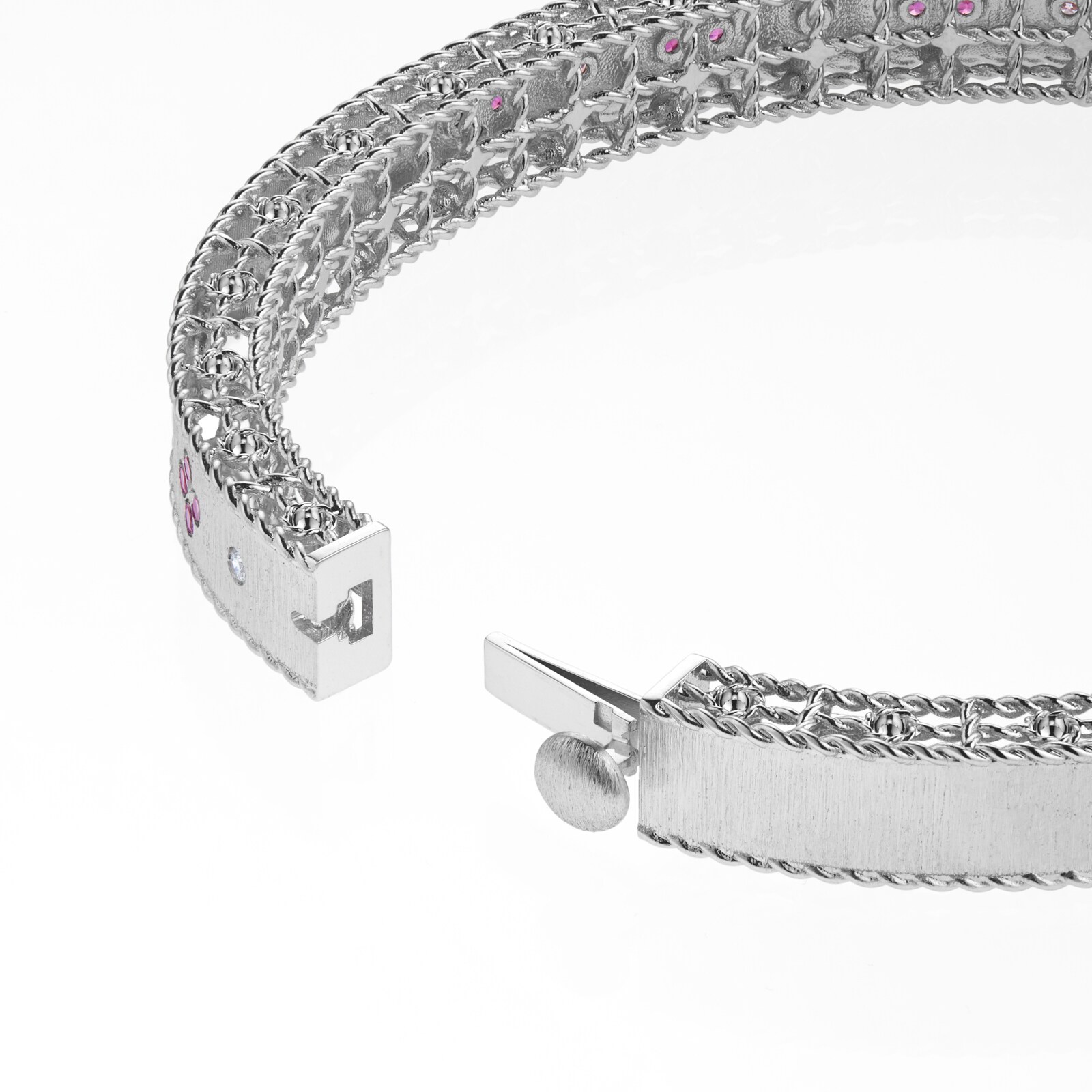 Roberto Coin Exclusive Venetian Princess 18ct White Gold Pink Sapphire & 0.11ct Diamond Bangle Roberto Coin Exclusive Venetian Princess 18ct White Gold Pink Sapphire & 0.11ct Diamond Bangle