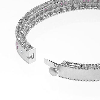 Roberto Coin Exclusive Venetian Princess 18ct White Gold Pink Sapphire & 0.11ct Diamond Bangle
