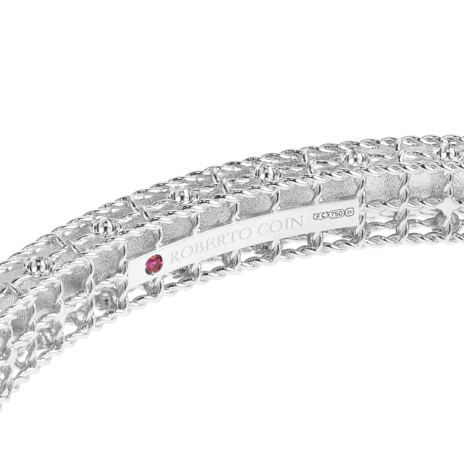 Roberto Coin Exclusive Venetian Princess 18ct White Gold Pink Sapphire & 0.11ct Diamond Bangle Roberto Coin Exclusive Venetian Princess 18ct White Gold Pink Sapphire & 0.11ct Diamond Bangle