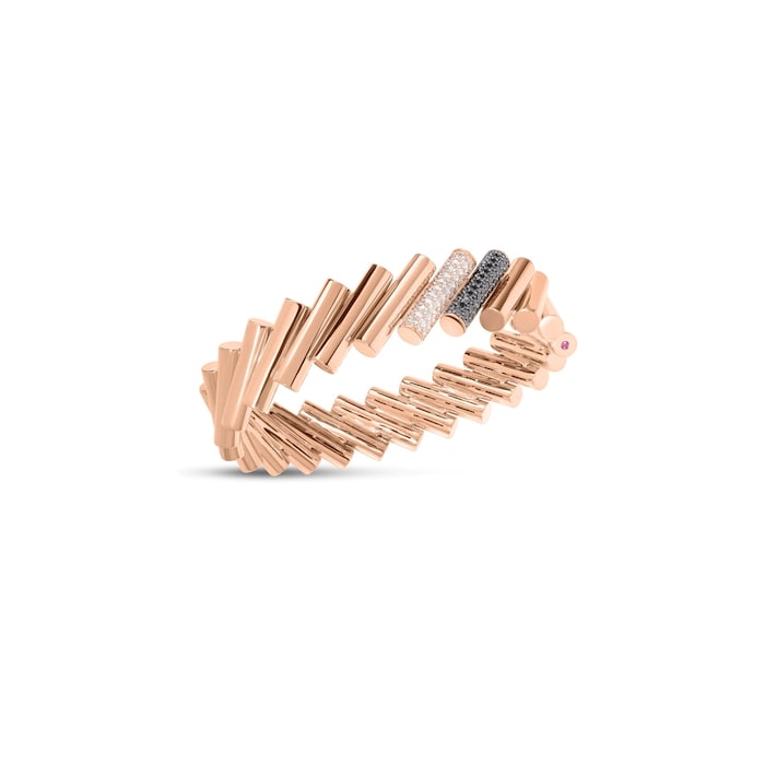 Roberto Coin 18K Rose Gold Domino Black & White Diamond Thin Bangle
