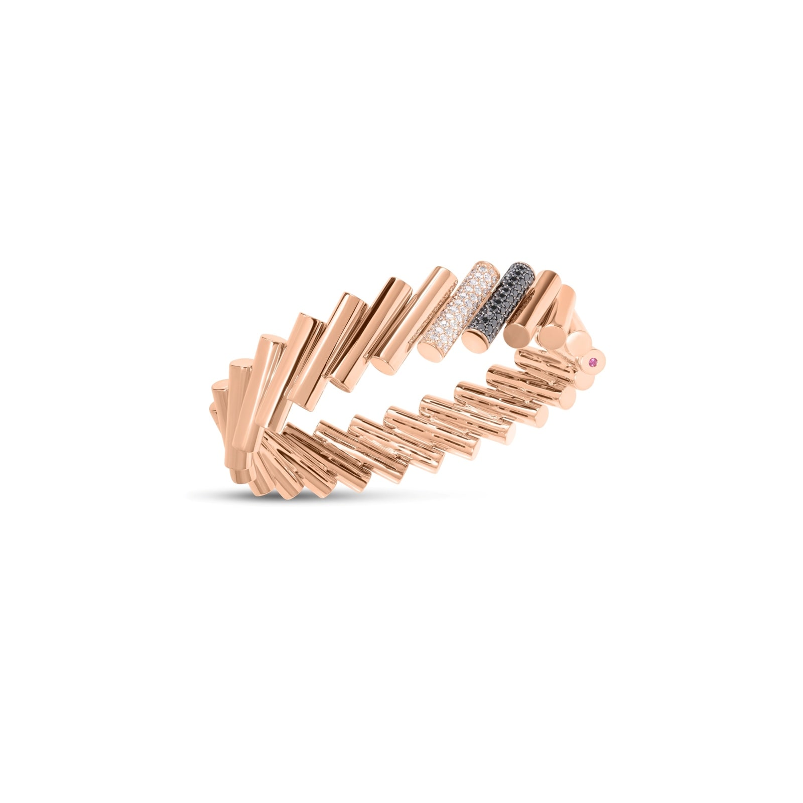 Roberto Coin 18K Rose Gold Domino Black & White Diamond Thin Bangle