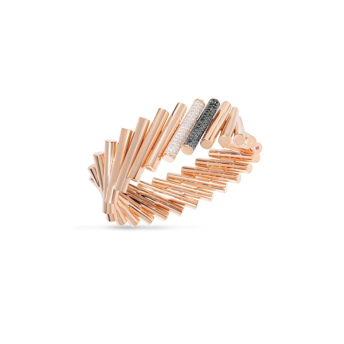 Roberto Coin 18K Rose Gold Domino Black & White Diamond Thick Bangle