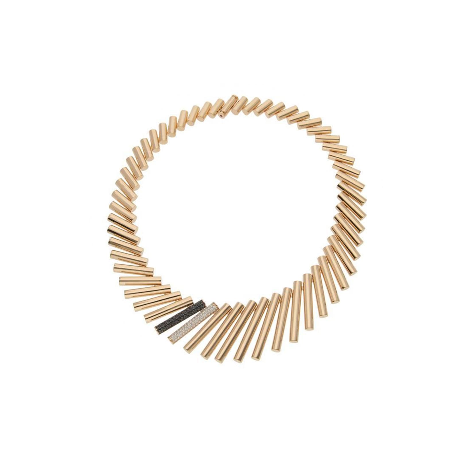 Roberto Coin 18K Rose Gold Domino Black & White Diamond Collar Necklace Roberto Coin 18K Rose Gold Domino Black & White Diamond Collar Necklace