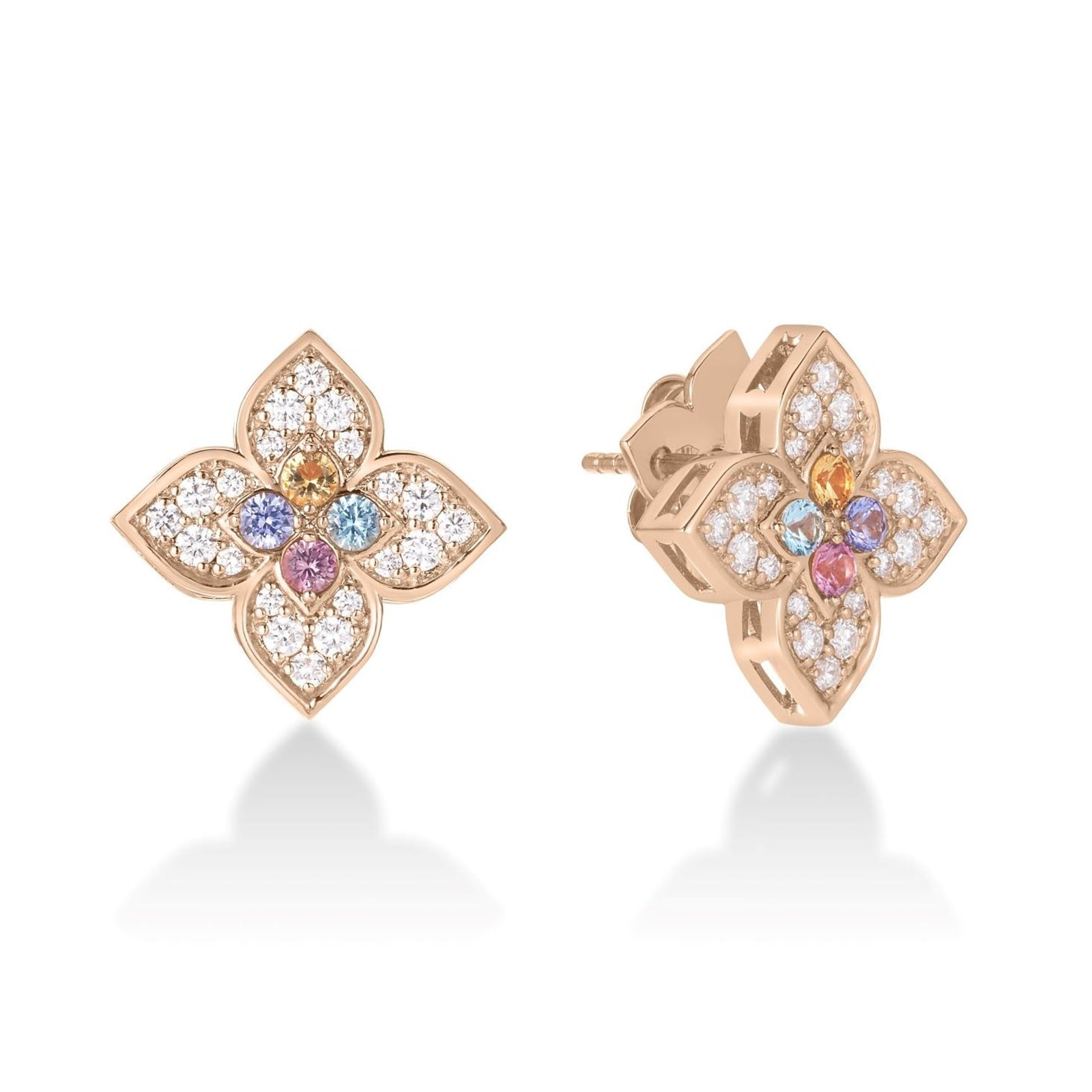 Roberto Coin 18K Rose Gold Venetian Princess Carnival Diamond & Mixed Gemstones Stud Earrings