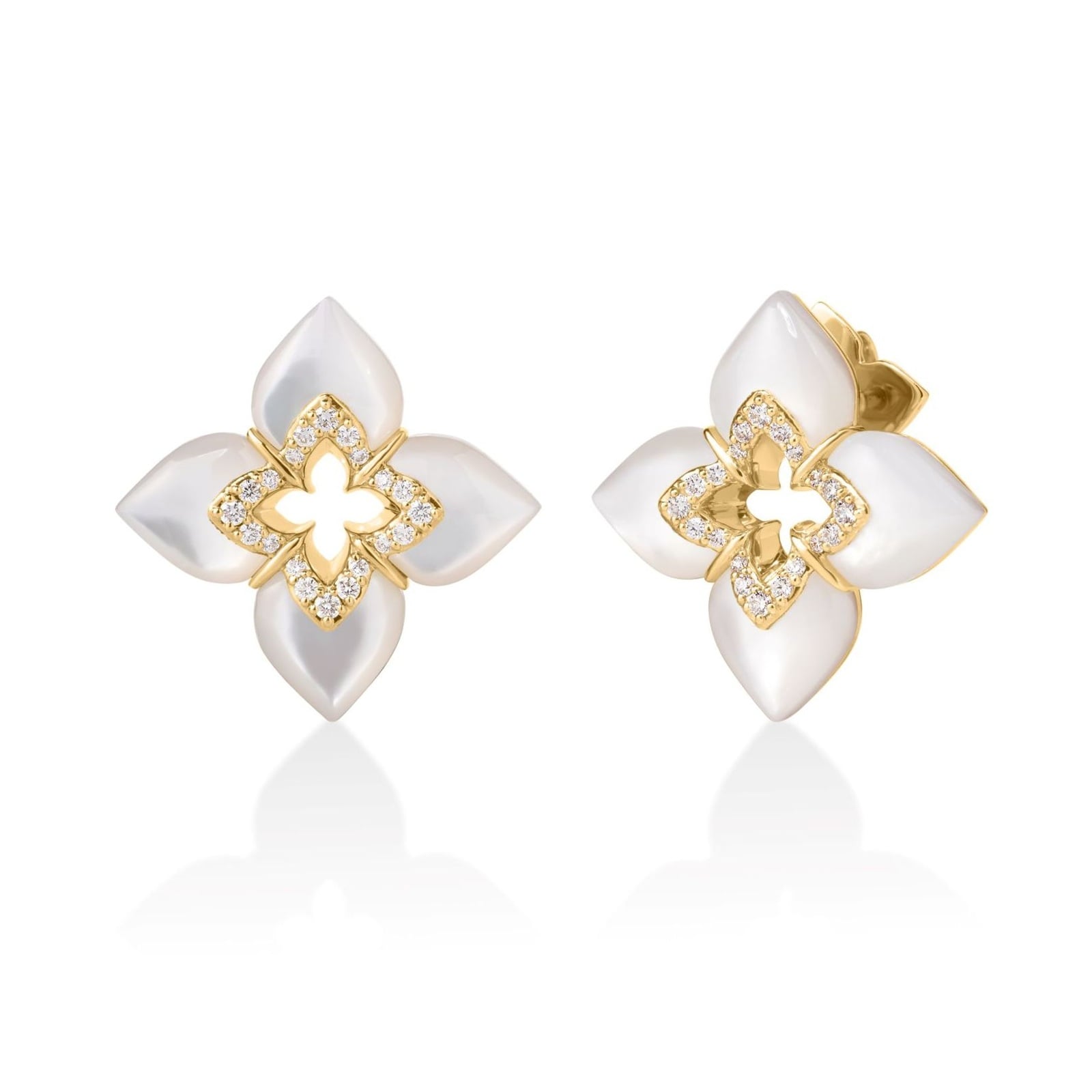 Roberto Coin 18K Yellow Gold Venetian Princess Diamond & Mother Of Pearl Stud Earrings