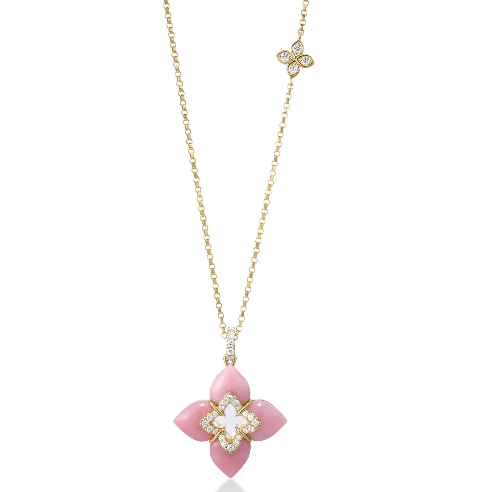 Roberto Coin 18K Yellow Gold Venetian Princess Diamond & Pink Opal Pendant Necklace