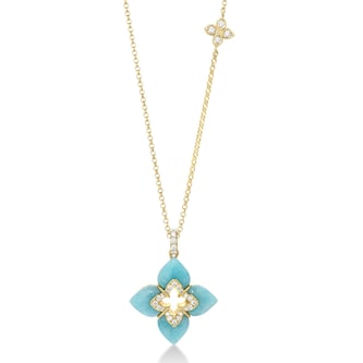 Roberto Coin 18K Yellow Gold Venetian Princess Diamond & Blue Amazonite Pendant Necklace Roberto Coin 18K Yellow Gold Venetian Princess Diamond & Blue Amazonite Pendant Necklace