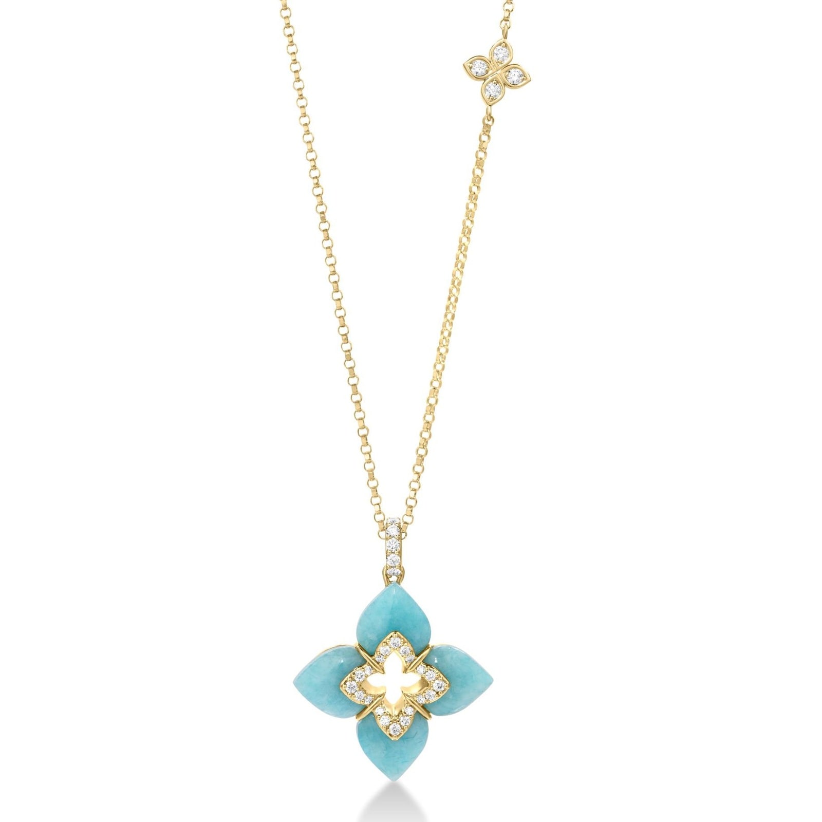 Roberto Coin 18K Yellow Gold Venetian Princess Diamond & Blue Amazonite Pendant Necklace