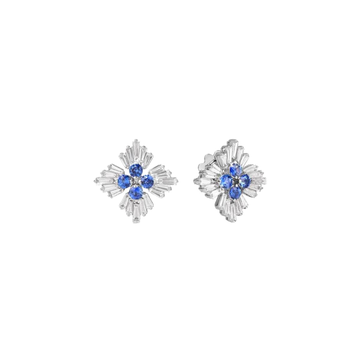 Roberto Coin 18K White Gold Diamond Princess Diamond & Sapphire Flower Stud Earrings