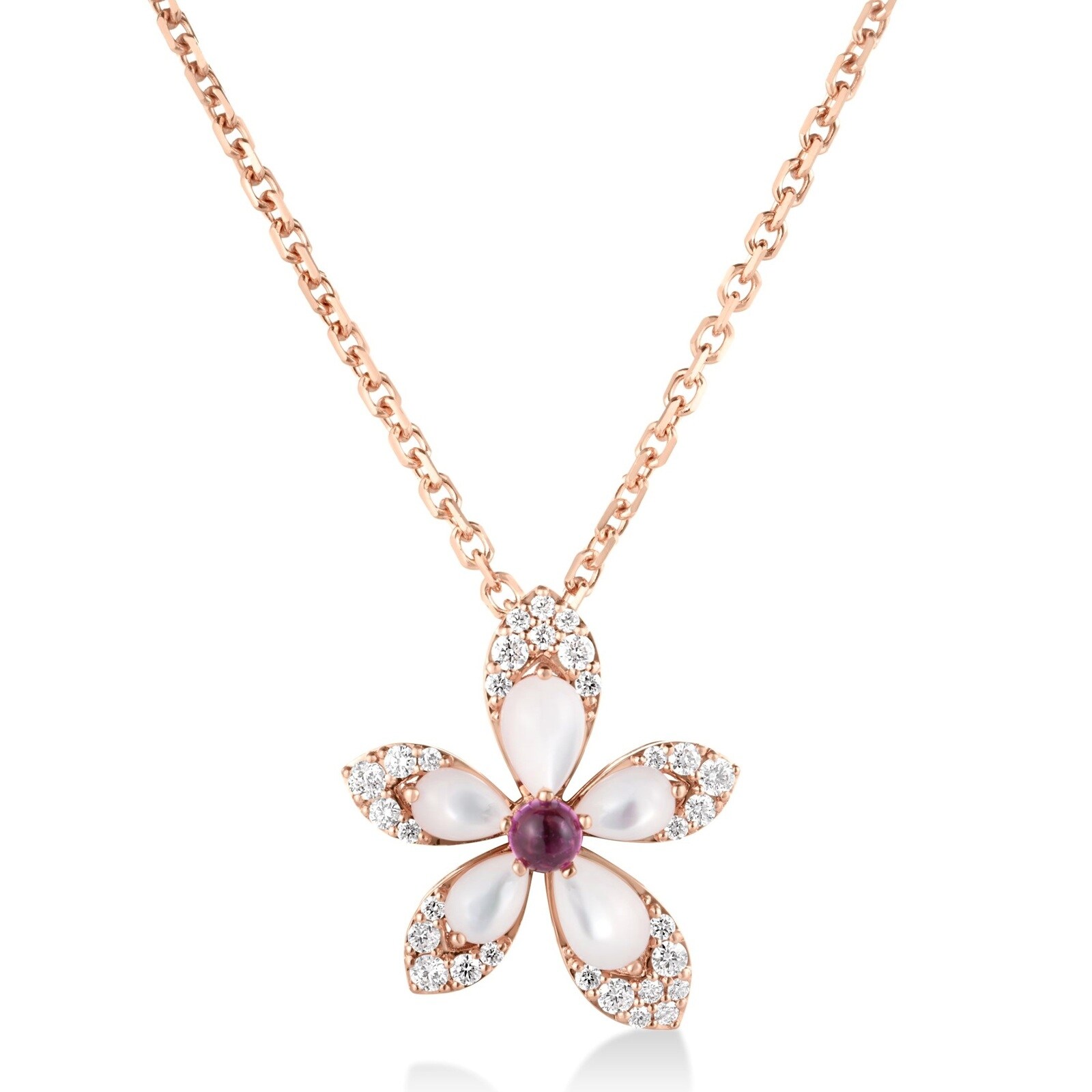 Roberto Coin 18K Rose Gold Tiare Diamond, Pearl & Rubellite Pendant Necklace
