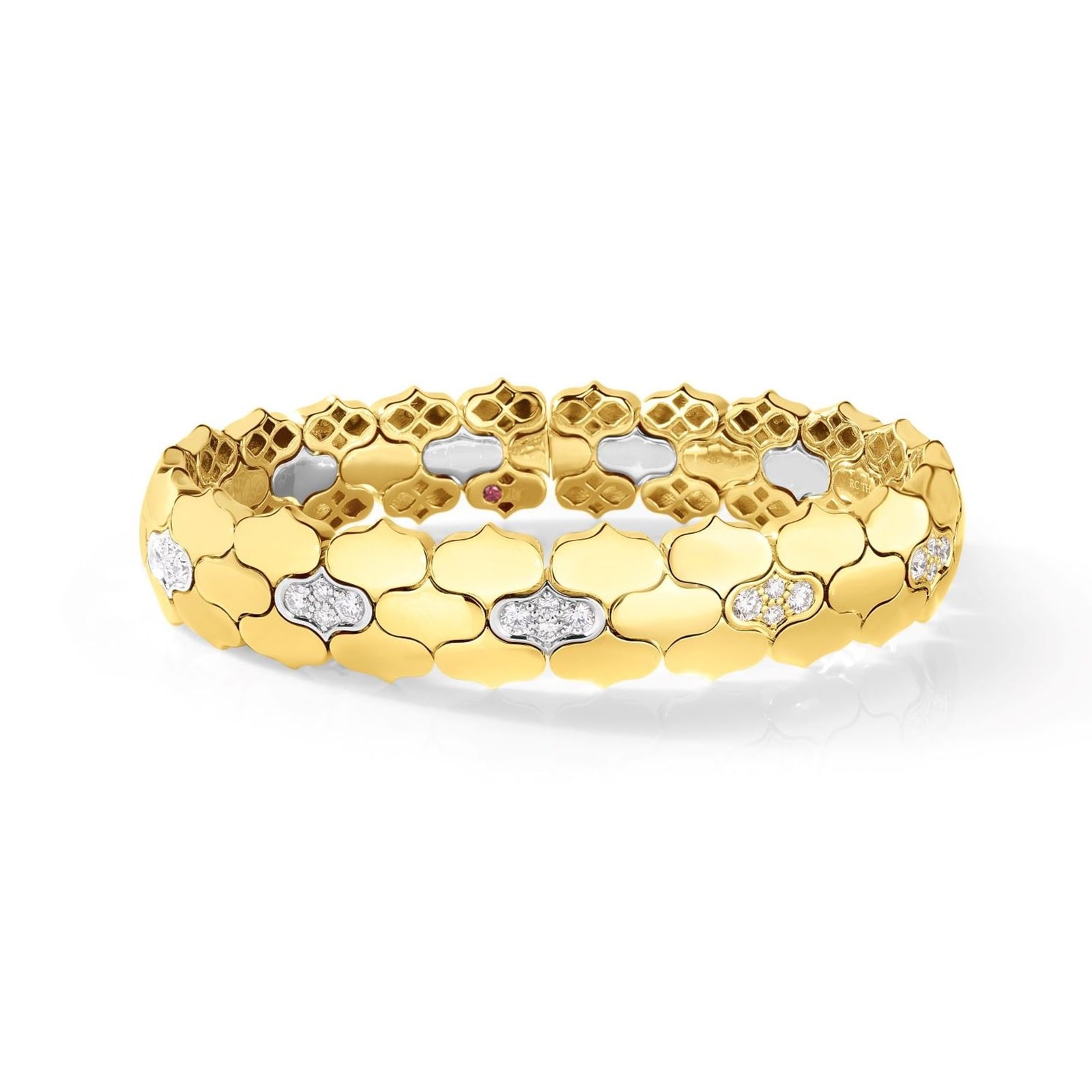Roberto Coin 18K Yellow Gold Cobra Diamond Bangle - Size Extra Small