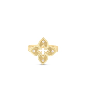 Roberto Coin 18K Yellow Gold Ventian Princess Diamond Small Flower Ring - Ring Size 6.5