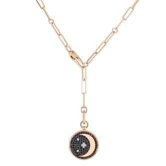 Roberto Coin 18K Rose Gold Venetian Princess Black & White Diamond Half Moon Medallion Necklace Roberto Coin 18K Rose Gold Venetian Princess Black & White Diamond Half Moon Medallion Necklace